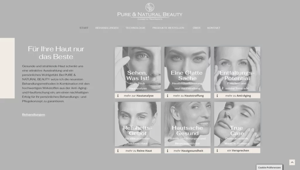 Relaunch Website für Pure & Natural Beauty Kosmetikstudio Oberhaching - Vorschaubild